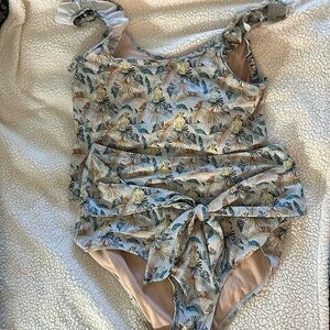 Kortni Jeane Floral Swimsuit with Bow Detail